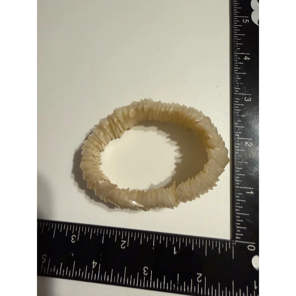 Mother of Pearl Shell Stretch Bracelet Iridescent Stacked Coastal Boho Cream